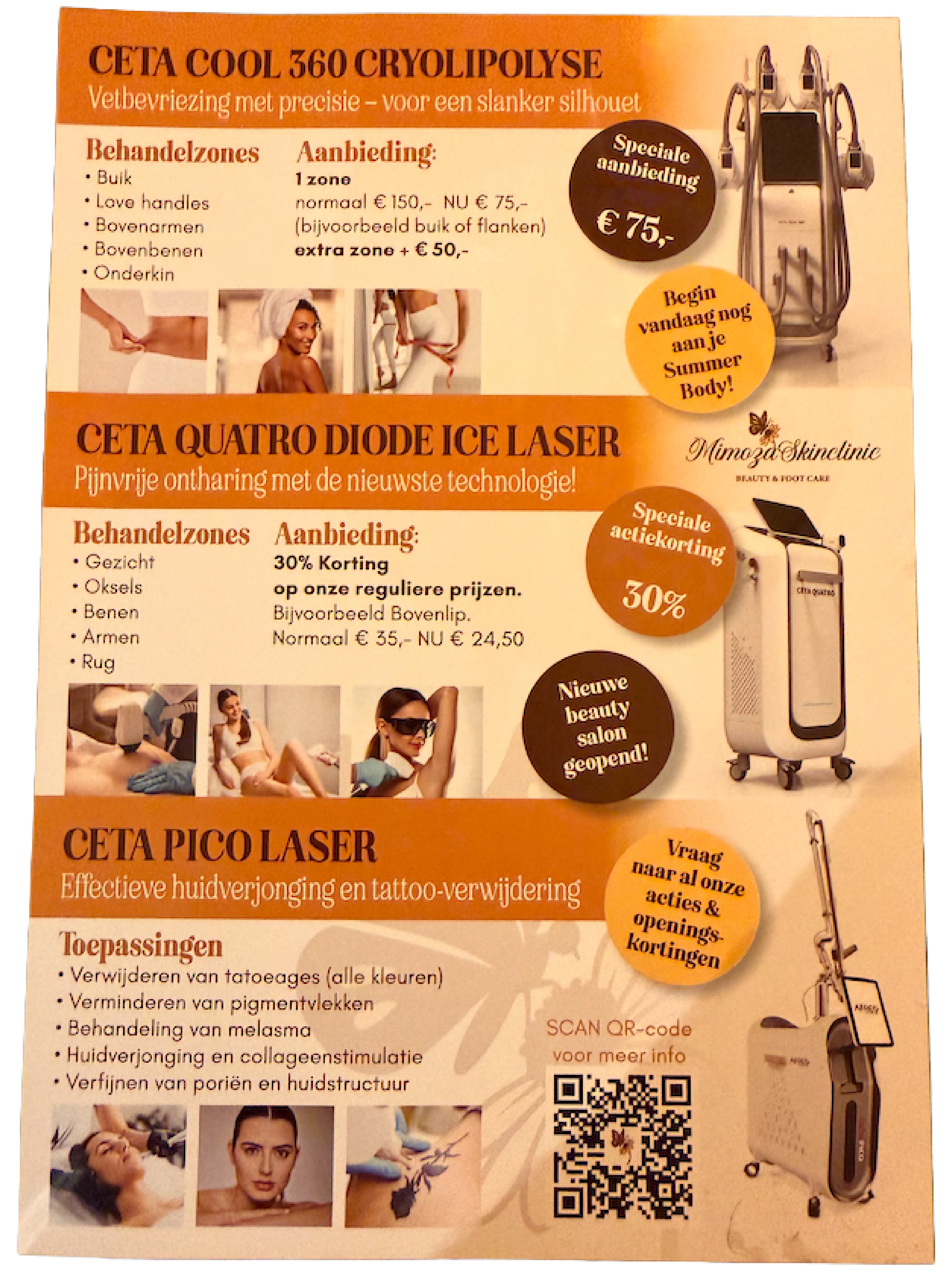 Flyer van Mimoza Skinclinic